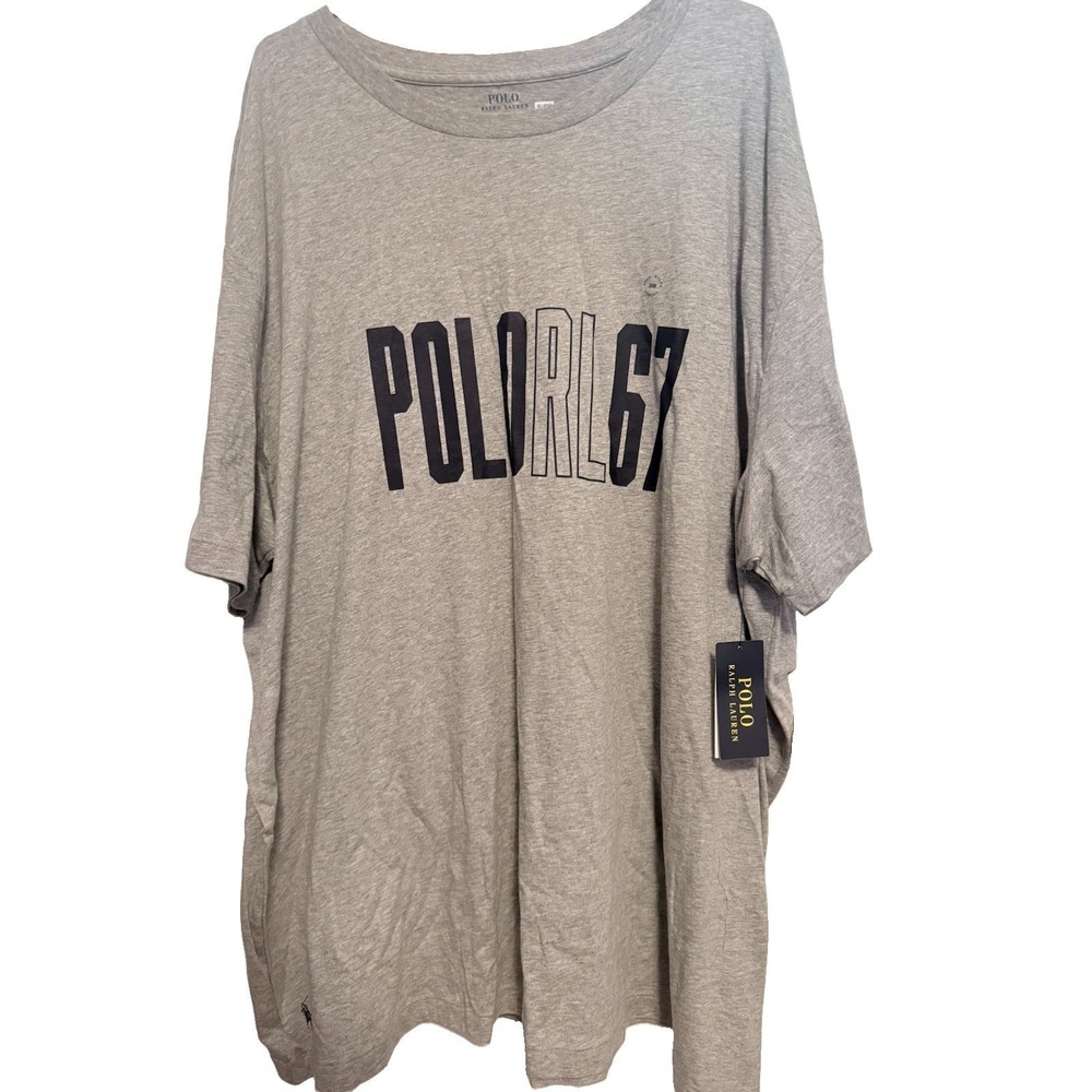 Polo Ralph Lauren Men RL67 Grey Short Sleeve Tee 2XB Cotton Logo T-Shirt New